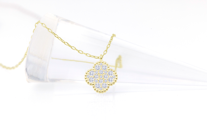 ダイヤモンド ネックレス クローバー 0.3ct K18 イエローゴールド ジュエリー ダイヤ 18金 山梨 H-4861 SWCI016-yg