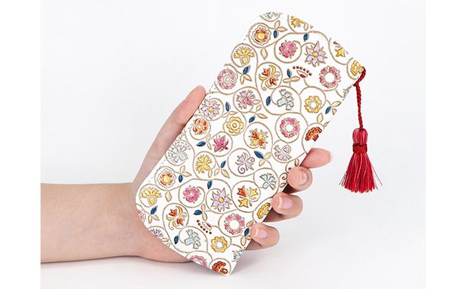 【文庫屋大関】メガネケース　金唐小花【皮革工芸品】 ファッション小物 民芸品 