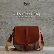 【4パターン展開】 アリーチェ　クロスボディー 【コニャック】  革小物　ハンドメイド　手縫い　一点物　革カバン　トートバッグ　レザートート　スナッグルレザー