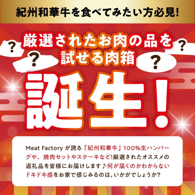 BN6135_お楽しみ肉箱 Ｄセット お試し ドキドキ 黒毛和牛 ハンバーグ メンチカツ ステーキ ロース ヒレ 焼肉 すき焼き しゃぶしゃぶ 盛り合わせ コロッケ ローストビーフ 食品 和歌山県 湯浅町 送料無料