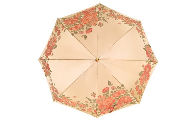 CB039 【槙田商店】晴雨兼用長傘　絵おり　大バラ　ベージュ