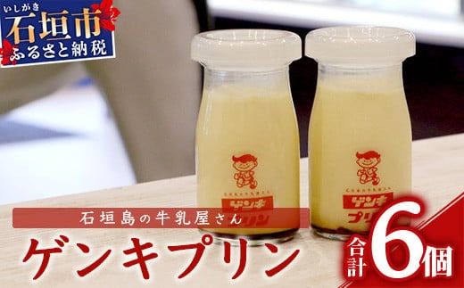 ゲンキプリン 6個 【プレーン 八重山ゲンキ乳業 お土産 観光 ゲンキくん ゲンキみるく 石垣島の牛乳屋さんのプリン】OP-1【島外不出のゲンキくん製品が返礼品に!!】【大人気の「ゲンキくん保冷バッグ」もお届け】