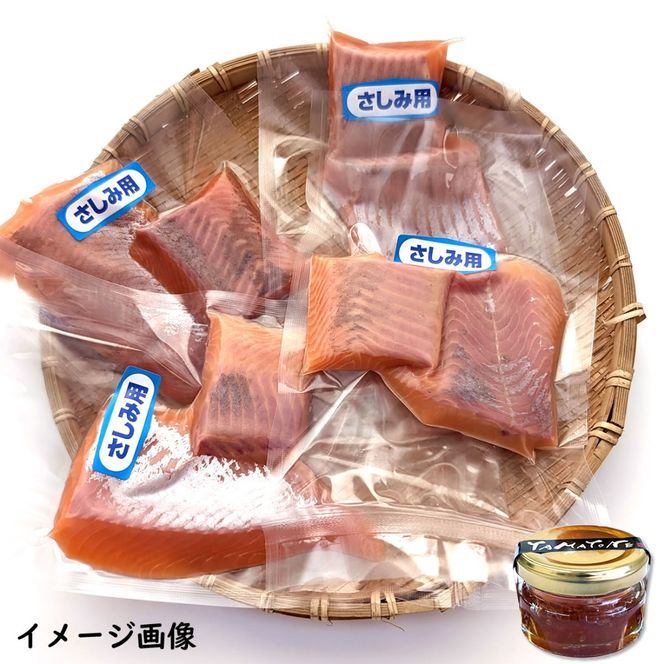 薬剤未使用で安心　国産とっとり琴浦グランサーモン刺身用500g いくら付 訳あり 小分け個包装で便利