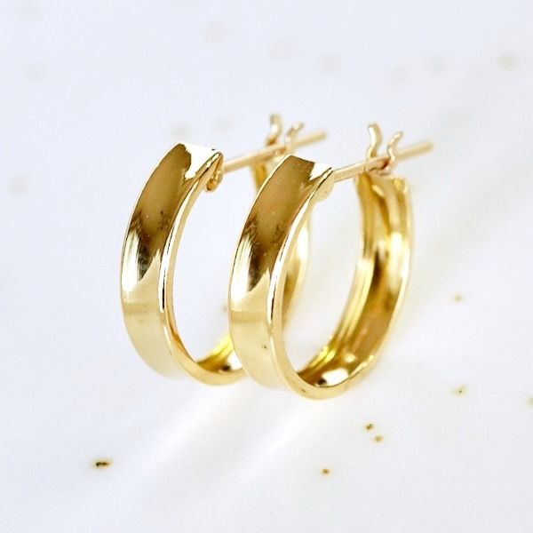 【ジュエリー】K18 イエローゴールド 地金 シンプル フープ ピアス(直径13mm) 保証書付 SKR-2133  242-016