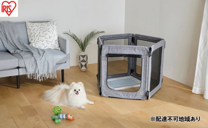 ペット 洗える折りたたみペットサークル AOPS-6P グレー ペットサークル 犬 折りたたみ アイリスオーヤマ  ペットケージ 布製 トイレサークル 洗える コンパクト 軽量 小型