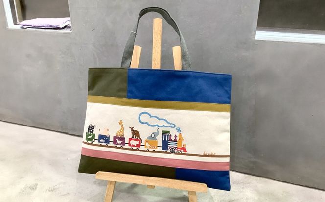 きしゃぽっぽレッスンバッグ/ somekoubou haruiro 伝統工芸 ギフト エコバッグ バッグ 鞄 沖縄市 / コザ工芸館ふんどぅ[BCAU034]