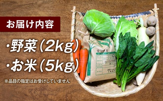 【毎年12月から順次発送】愛西市産 あいちのかおり5kgと旬の季節野菜詰め合わせ 精米 お米 野菜 愛西市 / お米の三輪[AECM002]