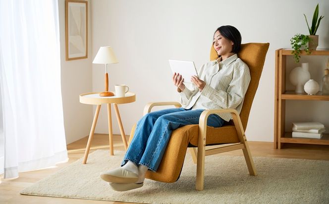 リクライニングウッドアームチェア FACR-RHB イエロー リクライニングチェア 一人掛け リクライニング 座椅子 一人用 ソファー 高齢者 肘掛付 背もたれ ヘッドレスト フットレスト 椅子 プレゼント アイリスオーヤマ