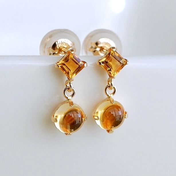 【ジュエリー】K10 イエローゴールド  シトリン 揺れる ピアス 保証書付 SR-2012 242-003-c