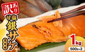 【訳あり】甘塩銀サケ昆布風味（500g×2）N0212-YA2272