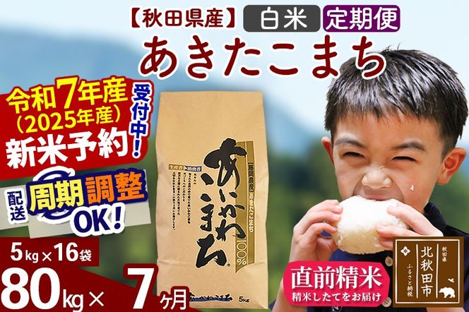 ※令和7年産 新米予約※《定期便7ヶ月》秋田県産 あきたこまち 80kg【白米】(5kg小分け袋) 2025年産 お届け周期調整可能 隔月に調整OK お米 藤岡農産|foap-11507