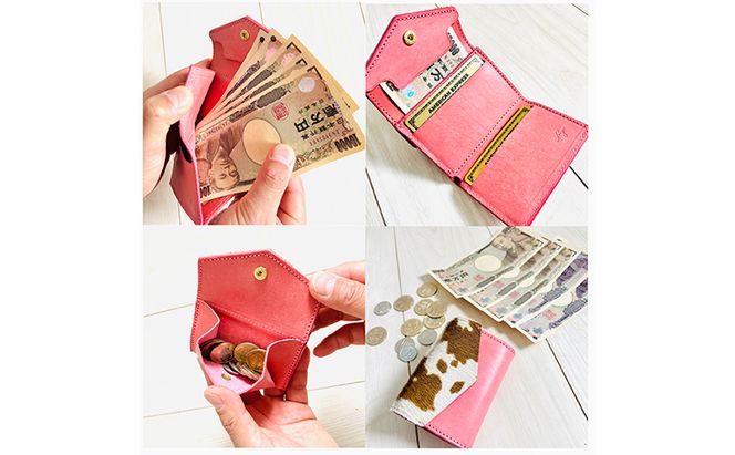 財布 手のひらサイズのレザーコンパクトウォレット イエローダルメシアン レザー 小銭入れ 札入れ コンパクト ダルメシアン ギフト 日用品 雑貨 日進市 愛知県