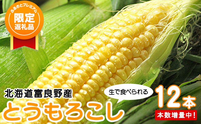 [ふるプレ限定品] 2026年発送 北海道富良野産 生で食べられる とうもろこし[恵味(めぐみ)] 12本 (スイートベジタブルファクトリー) とうきび コーン 野菜 新鮮 甘い ジューシー 贈り物 ギフト 道産 直送 ふらの