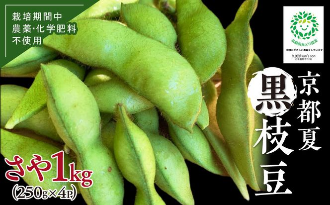 【先行予約／数量限定40】京都夏黒枝豆さや 1kg（250g×4パック）（2026年7月中旬～発送） 野菜 豆類 黒豆 黒枝豆 晩酌 おつまみ おかず 京都 ふるさと納税 枝豆　KU00071