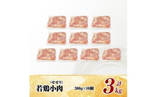 宮崎県産若鶏　小肉(せせり)3㎏（300g×10） 【 鶏肉 鶏 小肉 せせり 肉 宮崎県産 小分け パック 送料無料 】 [C11606]