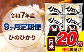 令和7年産 ひのひかり 【9ヶ月定期便】 白米 20kg (5kg×4袋) 計9回お届け 《お申込み翌月から出荷》 熊本県産 精米 ひの 米 こめ お米 熊本県 長洲町---hn7tei_436500_20kg_mo9_ng_h---