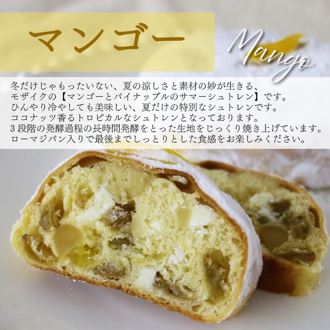シュトレン レモン マンゴー セット 2種 1本あたり 約130g 各1本 計約260g シュトーレン ピスタチオ パイナップル パイン サマーシュトレン レモンシュトレン マンゴーシュトレン お菓子 洋菓子 デザート スイーツ パン ドライフルーツ クリスマス ドイツ 菓子パン 静岡県 藤枝市