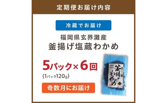 【定期便/年６回/奇数月お届け】釜揚げ塩蔵わかめ（120g×5パック）【マサエイ水産加工】_HB0097