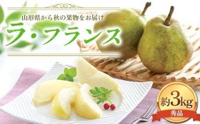 FYN6-056 ≪2026年先行予約≫贈答用 山形県産 西洋梨 ラ・フランス 約3kg (9～10玉) 秀品 2026年11月中旬から順次発送 洋梨 洋なし ラフランス 秋果実 果物 くだもの フルーツ 贈り物 ギフト 産地直送 山形県 西川町 月山