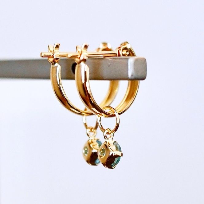 K18(18金) イエローゴールド 2WAY ピアス 地金 ブルートパーズ フープピアス(直径10mm) 保証書付 SMK-5249 SWAD099-btp