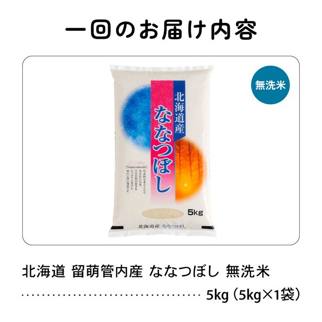 米 【新米予約】【12ヵ月定期便】令和8年産 ななつぼし 無洗米 5kg 北海道 留萌管内産 R004-176