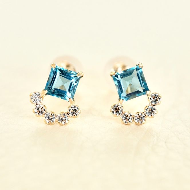 【ジュエリー】K10 イエローゴールド ブルートパーズ ピアス 保証書付 SMK-5220 242-004-b