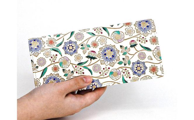 【文庫屋大関】束入れ ダリア＜コバルトブルー＞【皮革工芸品】 財布 お札 お札入れ 長財布 カード 小銭 牛革 手作り 日本製 墨田区 東京都