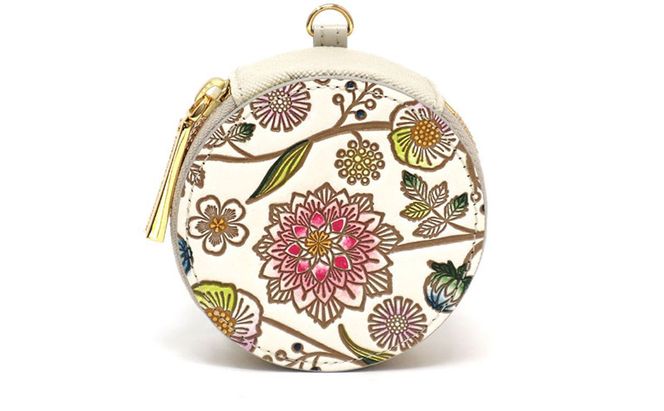 【文庫屋大関】マカロンポーチ ダリア＜ベリーピンク＞【皮革工芸品】 ポーチ ミニポーチ 小物入れ アクセサリー入れ イヤホン入れ 収納 保管ケース 手のひらサイズ  本革 革 皮革 工芸品 工芸 雑貨 ギフト プレゼント 日本製 東京