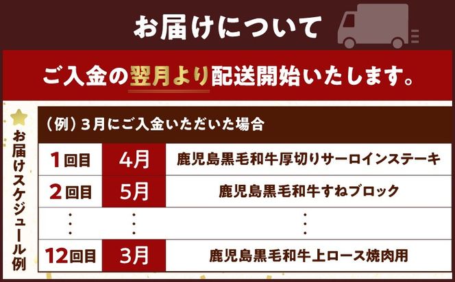 【全12回】鹿児島黒毛和牛定期便　K130-T01