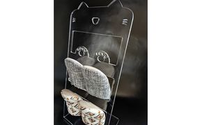 アクリル ネコ スリッパラック 雑貨 日用品 透明 猫 店 オフィス 手作り 