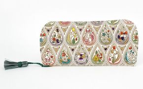 【文庫屋大関】メガネケース　花と猫＜ミックス＞ 　【皮革工芸品】 ファッション小物 民芸品 