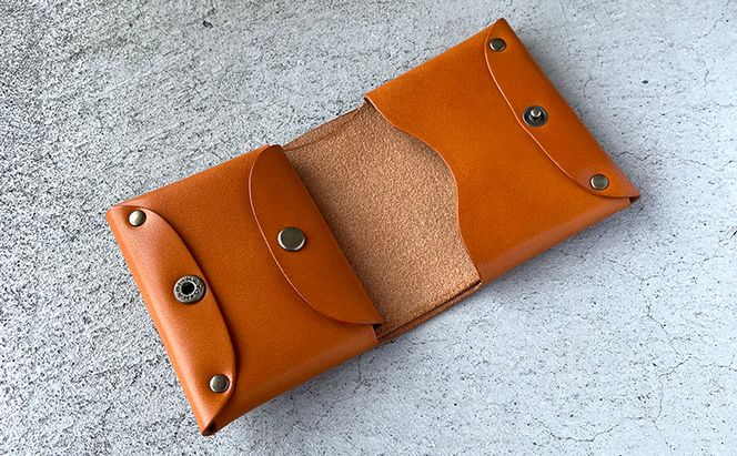 本革 ノンステッチの二つ折りミニ財布 栃木レザー ファッション小物 革小物 シンプル ３ポケット構造 カード入れ 小銭入れ お札入れ 牛革 プレゼント ギフト 