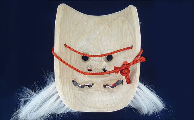 備中神楽面桐一刀彫 猿田彦の命 伯泉作 民芸品 工芸品 