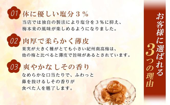 紀州南高梅 《つぶれ梅セット》 しそ漬け梅 塩分3％ 900g (300g×3） 304018_BQ45