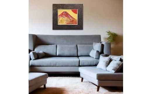 富士山溶岩パワーアート「令和開運黄金空の赤富士」