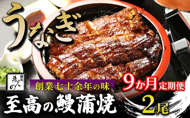 【9ヶ月定期便】【うなぎ】創業七十余年の味 至高の鰻蒲焼 2尾