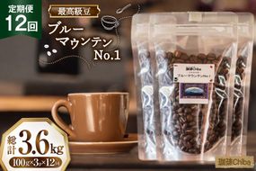 【12回定期便】 コーヒー豆 ブルーマウンテン 100g 3パック [珈琲Chiba 福岡県 筑紫野市 21761420] コーヒー 珈琲 豆 珈琲豆 セット ブルーマウンテンNo.1 ブルマン 豆のまま おいしい coffee bean beans 定期 定期便 12ヶ月 12回