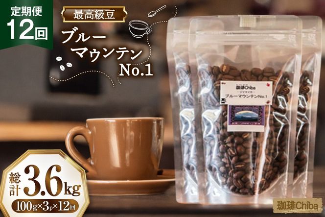 【12回定期便】 コーヒー豆 ブルーマウンテン 100g 3パック [珈琲Chiba 福岡県 筑紫野市 21761420] コーヒー 珈琲 豆 珈琲豆 セット ブルーマウンテンNo.1 ブルマン 豆のまま おいしい coffee bean beans 定期 定期便 12ヶ月 12回
