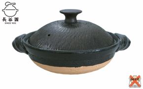 長谷園の「取手もいい土鍋 黒釉」大（3～5人用） 242161_AN059