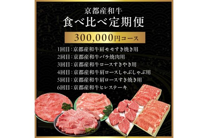 【定期便　毎月×6回】京都産和牛　食べ比べ定期便　6種/寄附額300,000円コース　【京都モリタ屋専用牧場】　牛肉　MO00020