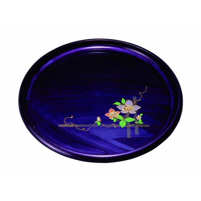 丸盆 紫雲杢 鉄線（盛絵） 33cm ［YG470］ 303446_CC468