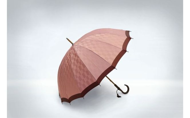 長傘　ブロック柄　軽量16本骨 小物 雑貨 婦人用雨傘 婦人用 レディース 雨具 梅雨 レイングッズ 約82cm 雨傘 ピンク 