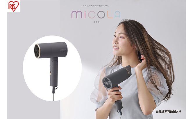アイリスオーヤマ ドライヤー HDR-M201-H ダークグレー ミコラ MiCOLA イオンドライヤー マイナスイオン 大風量 速乾 ヘア ヘアケア 折りたたみ 持ち運び 軽量 電化製品 家電 宮城 宮城県 大河原 大河原町