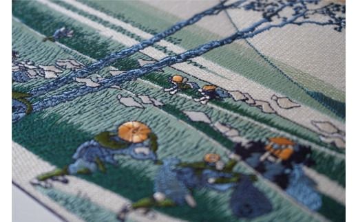 富士の刺繍絵6　葛飾北斎の駿州江尻 インテリア 絵画 ギフト 刺繍 富士山 アート 絵のギフト 富士の刺繍 富士山の絵 山梨 富士吉田