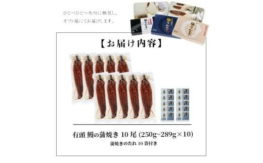 【訳あり】楠田の極うなぎ蒲焼き10尾(計2.5kg以上・1尾あたり250g～289g)  j7-002