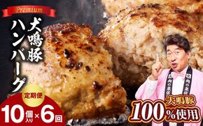G5389 【泉佐野ブランド豚】犬鳴豚の手作りプレミアムハンバーグ（10個入り）×6回【国産 豚肉 ぶたにく 定期便 犬鳴ポーク 普段使い】