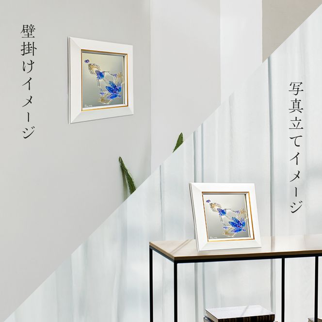 【壁飾り】インテリア　ガラスアート　花ゆめ風F