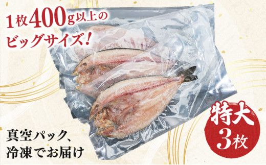 北海道産 冷凍開きホッケ 400g以上×3枚 真空包装【特大 ふっくら ジューシー 肉厚 無添加 ほっけ 】