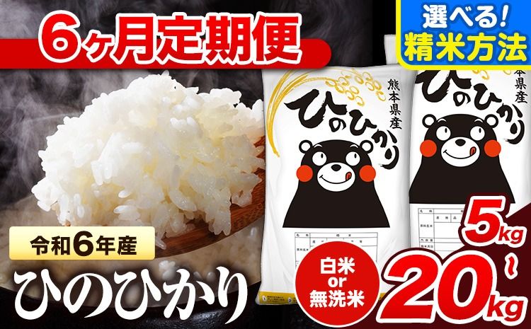 令和6年産 [6ヶ月定期便] 無洗米 も選べる ひのひかり 定期便あり 5kg 10kg 15kg 20kg [申込み翌月から発送]令和6年産 熊本県産 ふるさと納税 無洗米 白米 精米 ひの 米 こめ ふるさとのうぜい ヒノヒカリ コメ お米---hn6tei_90000_5kg_mo6_hkw_h---