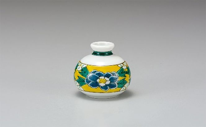 九谷焼　1.8号小つぼ花生・吉田屋牡丹 a05 インテリア 工芸品 装飾品 